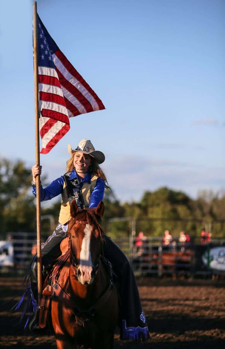 Cowgirl with American Flag